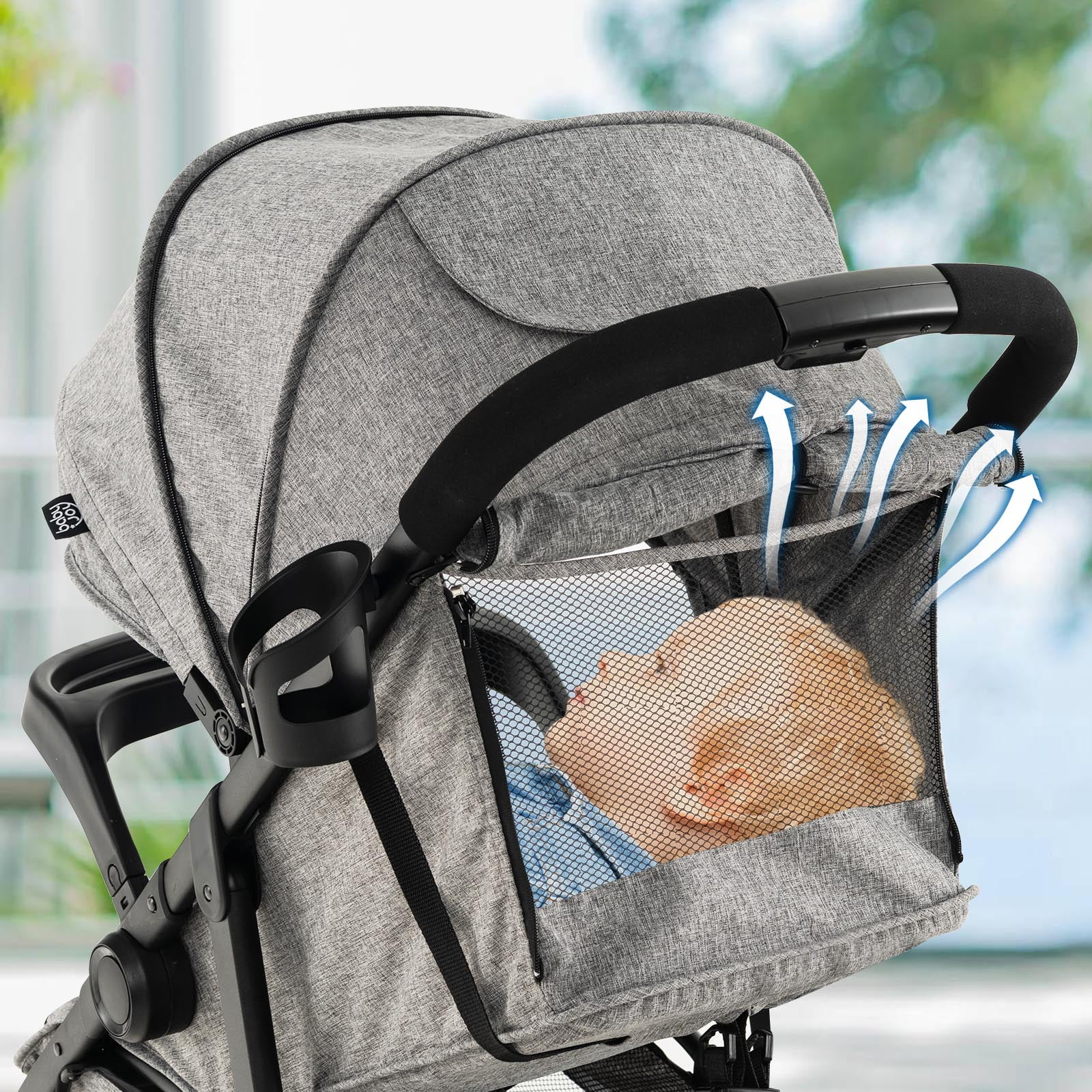 Baby Jogging Stroller Jogger Travel System w/Adjustable Canopy for Newborn Grey - Womvr