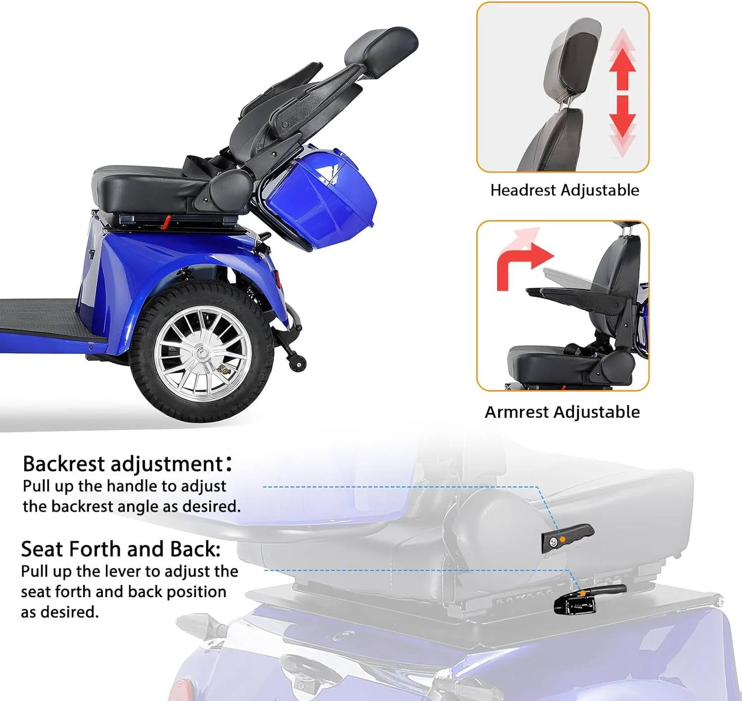 4-Wheel Electric Mobility Scooter for Adults Seniors and Eldely,Adult Electric Powered Wheelchair Device,Father's Day Gift - Womvr