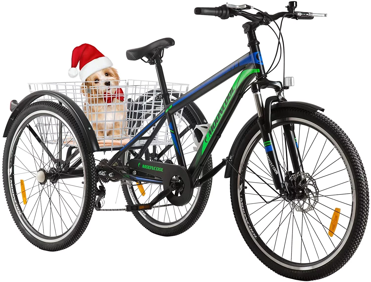 Docred Adult Tricycle, 7 Speed Three Wheel Mountain Bike, 24/26/27.5 inch Adults Trikes ,Load capacity 420 lbs - Womvr