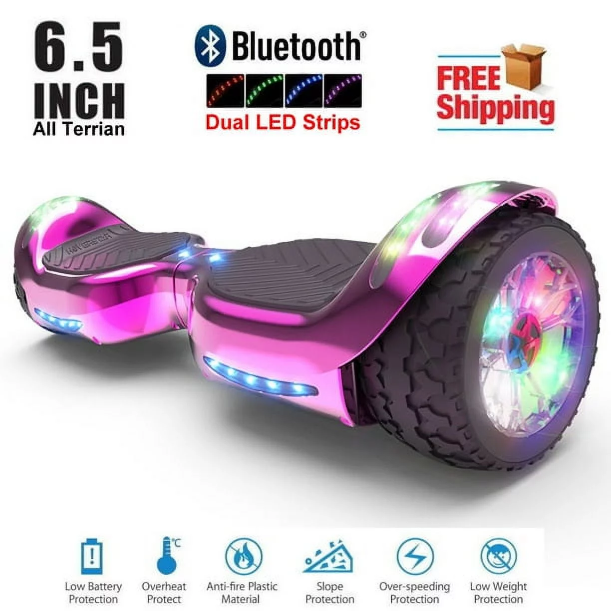 Hoverstar ul2272 Hoverboard All-Terrain LED Flash Wide All Terrian Wheel, Blue - Womvr