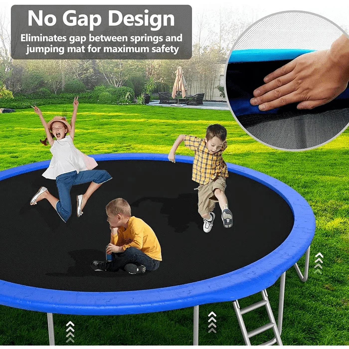 16FT Trampoline for 8-9 Kids Adults with Basketball Hoop, Ladder, Light, Sprinkler, Socks,Outdoor Heavy Duty Recreational Trampoline - Womvr