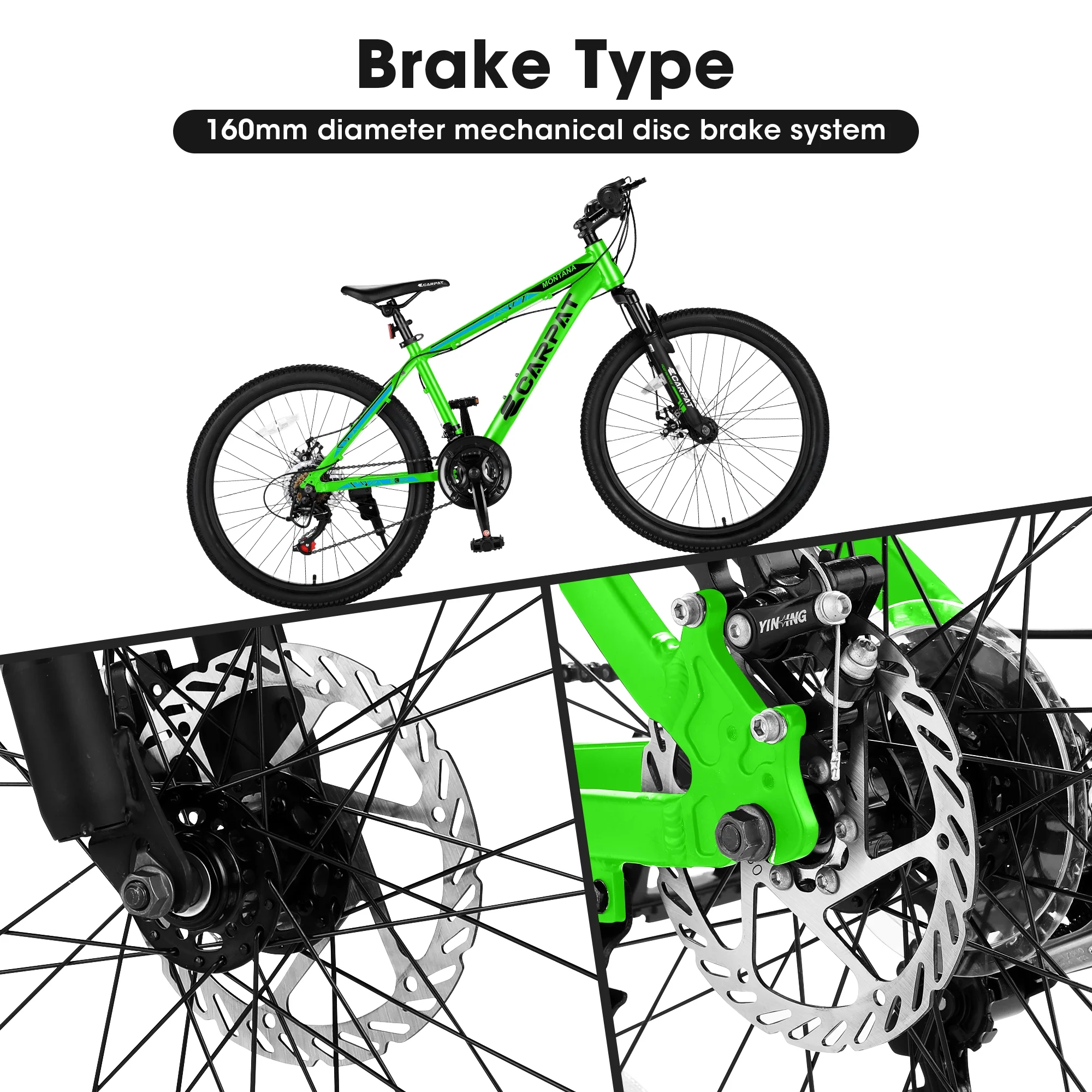 CHAMPIERRE 24 inch Mountain Bike for Men and Women, Shimano 21 Speed Bike with Disc Brake, Black - Womvr