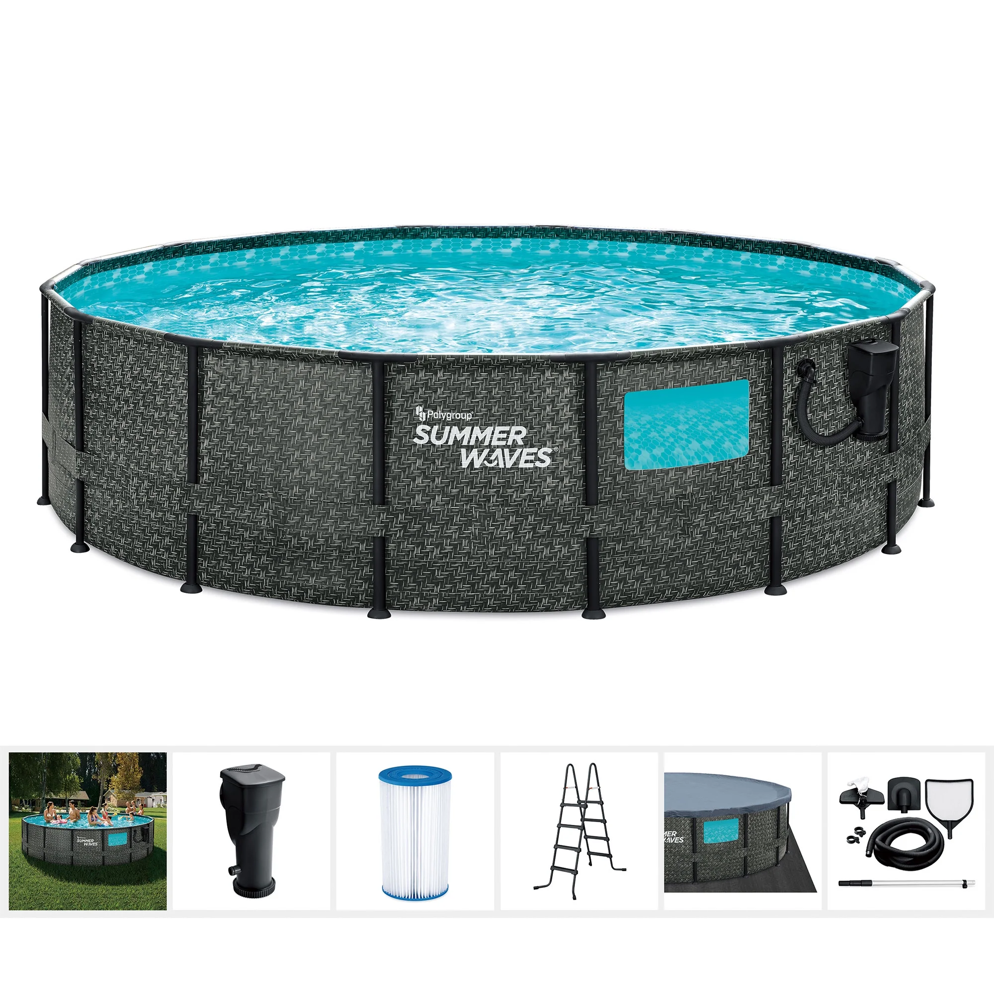 Summer Waves Elite 16ft x 48in Above Ground Swimming Pool Set with Pump - Womvr