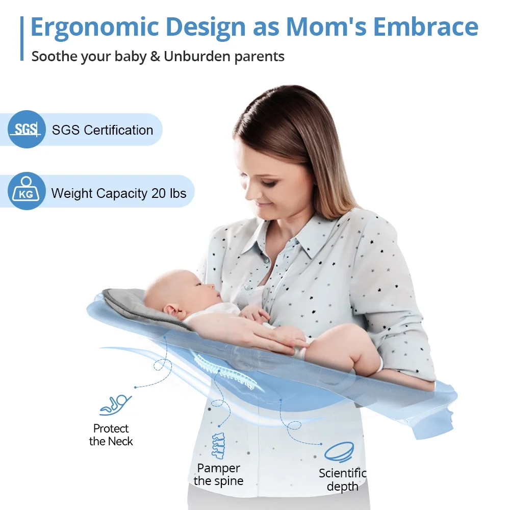 Electric Baby Swing, Bioby Infant Swing Chair Rocker with Remote Control, 5 Swing Speeds, Seat Belt, Bluetooth Music, Grey - Womvr