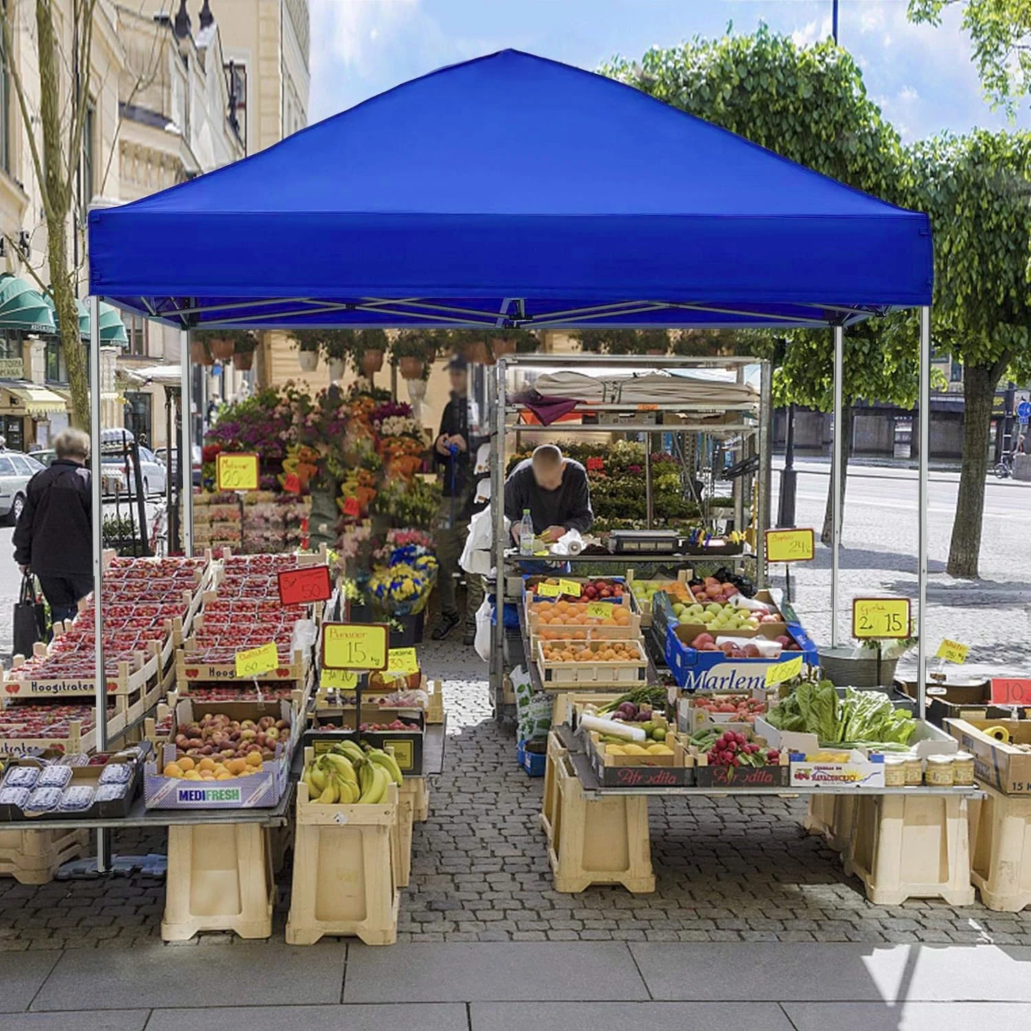 GVDV Canopy Tent, 10x10 ft Easy Pop up Outdoor Canopy Tent, Portable Straight Leg Gazebo Instant Canopy, Blue - Womvr