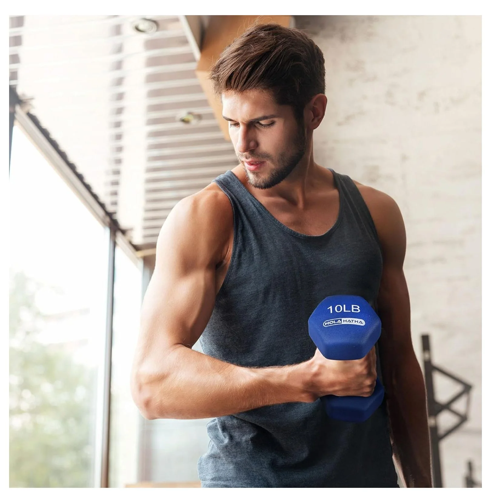 2, 3, 5, 8, and 10 Pound Neoprene Dumbbell Hand Weight Set with Rack - Womvr