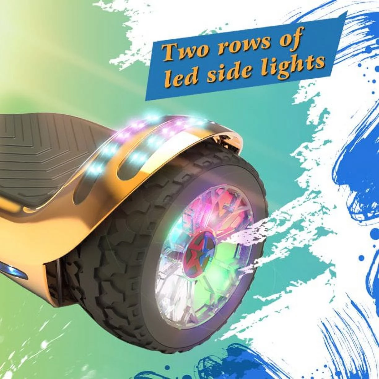 Hoverstar ul2272 Hoverboard All-Terrain LED Flash Wide All Terrian Wheel, Blue - Womvr