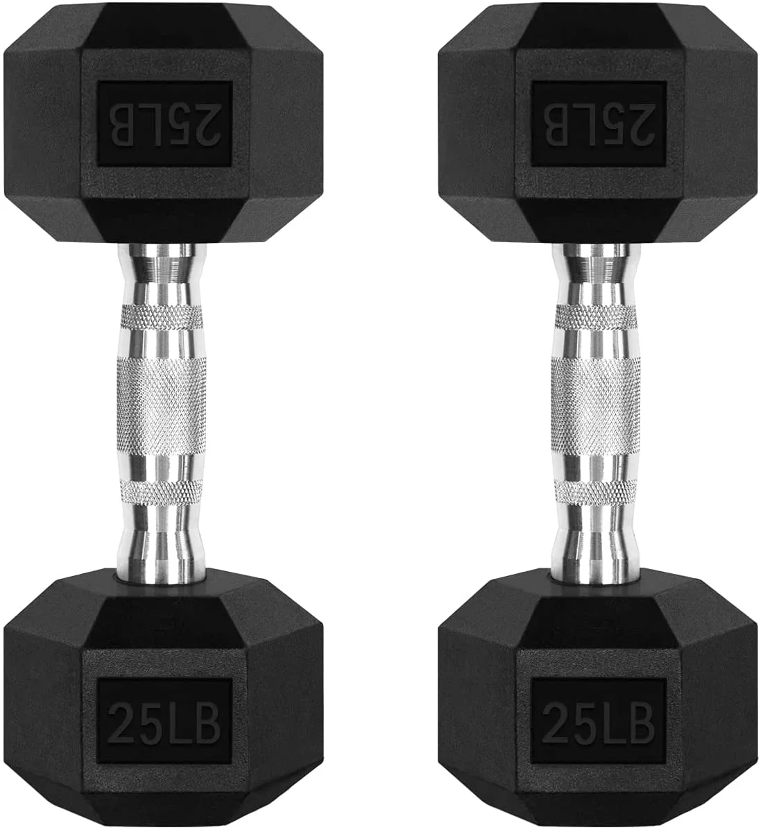 RitFit Rubber Hex Dumbbell Weight 5-60 Lbs. with Metal Handle for Strength Training, Full Body Functional Workouts - Womvr