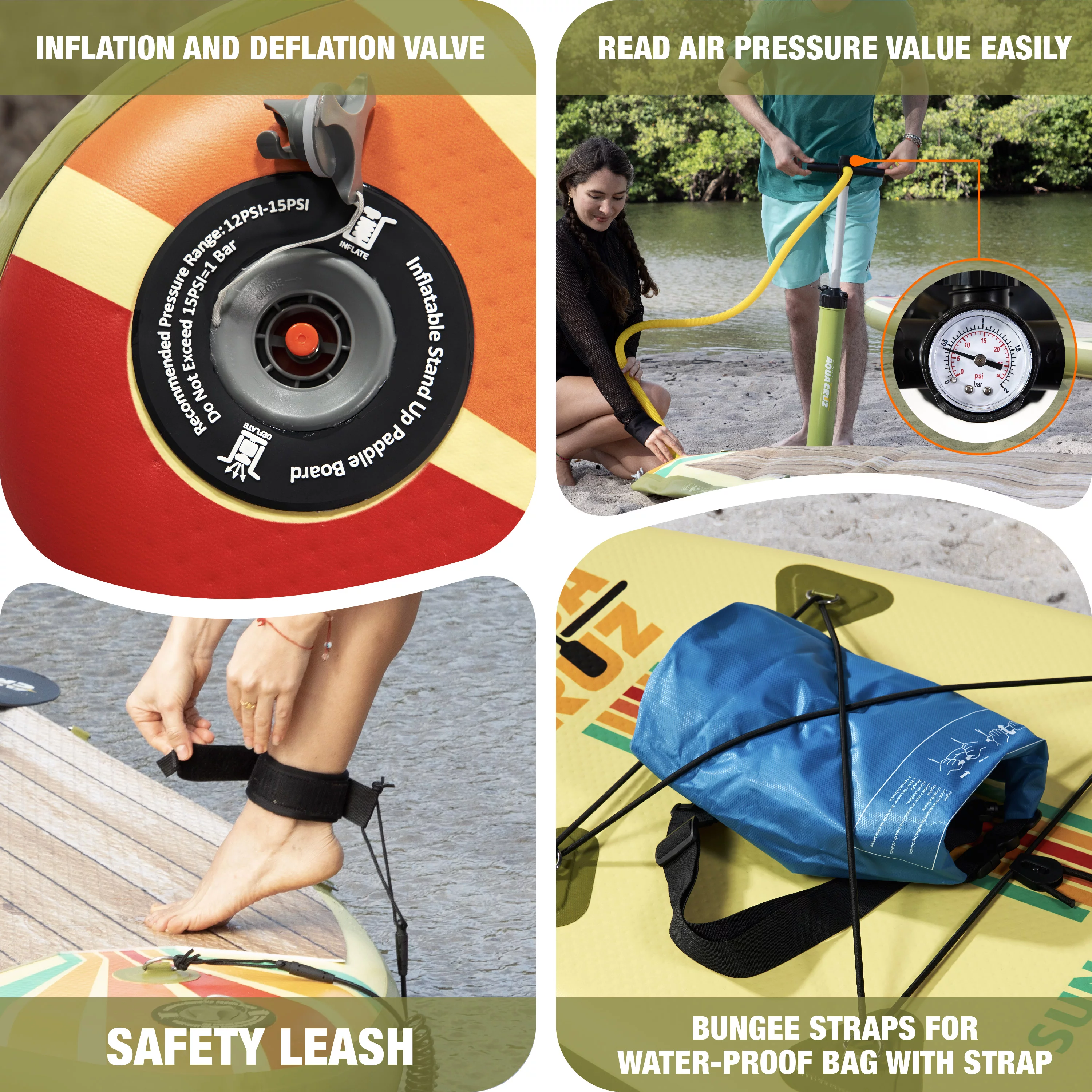 Aquacruz Suncruzer 10 ft. Inflatable Stand Up Paddle Board Set with Accessories - Womvr