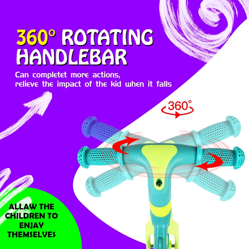 Hoverheart Dinosaur Balance Bike, No Pedal Kids Toys Baby Balance Bike Child Push Along Walking Bike (Blue) - Womvr