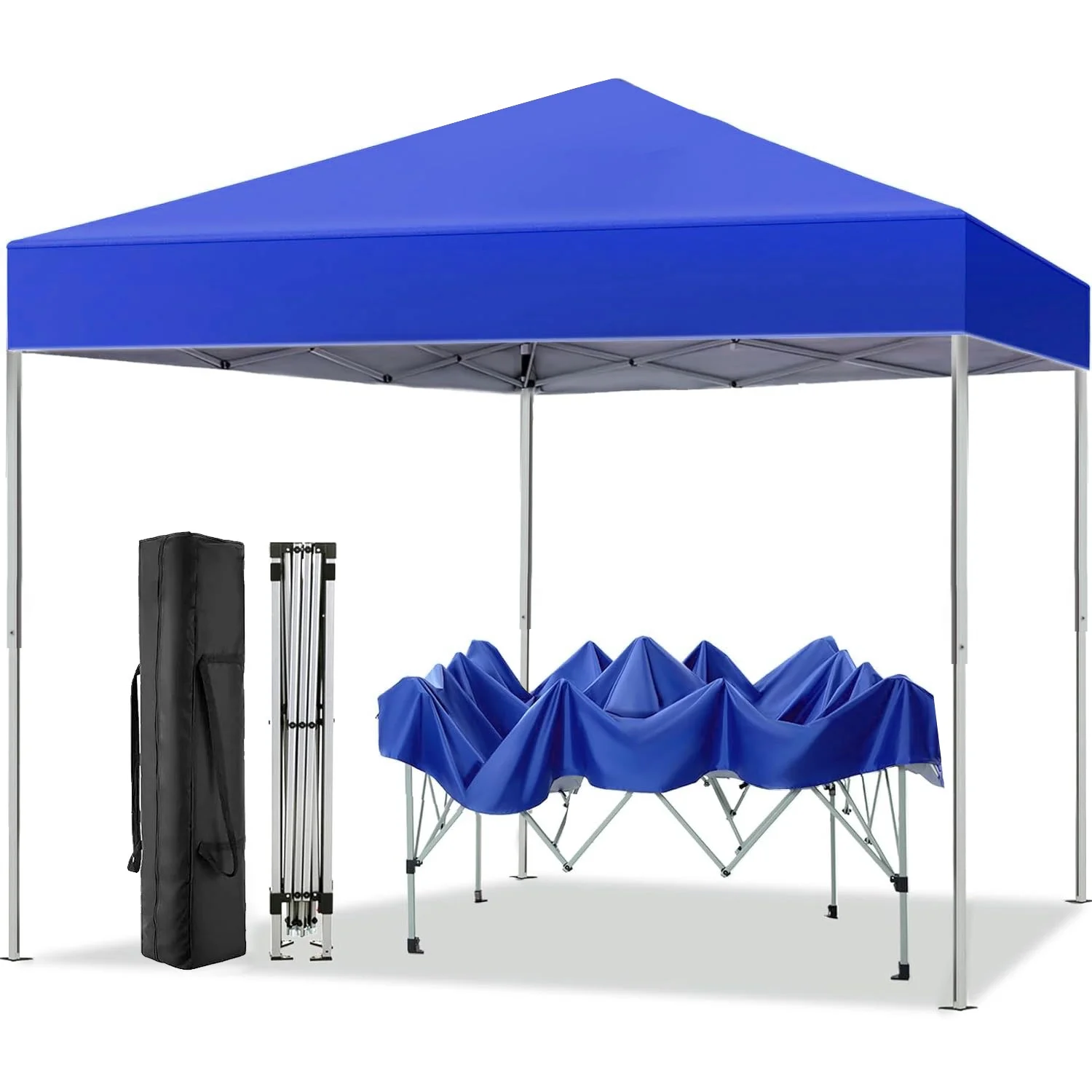 GVDV Canopy Tent, 10x10 ft Easy Pop up Outdoor Canopy Tent, Portable Straight Leg Gazebo Instant Canopy, Blue - Womvr