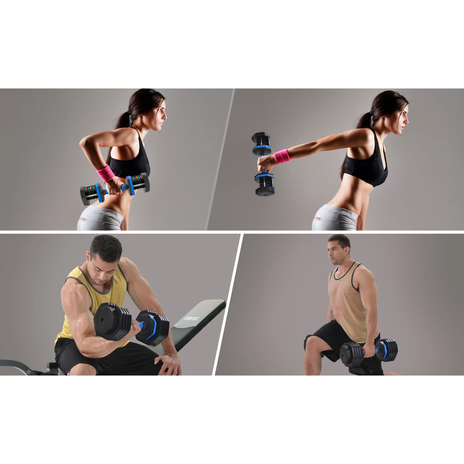 Adjustable Dumbbell 55 lb Dumbbell: Single Dumbbell with -Slip Handle, Fast Adjust Weight by Turning Handle with Tray, Exercise Fitness Dumbbell Suitable for Women Man Workout - Womvr