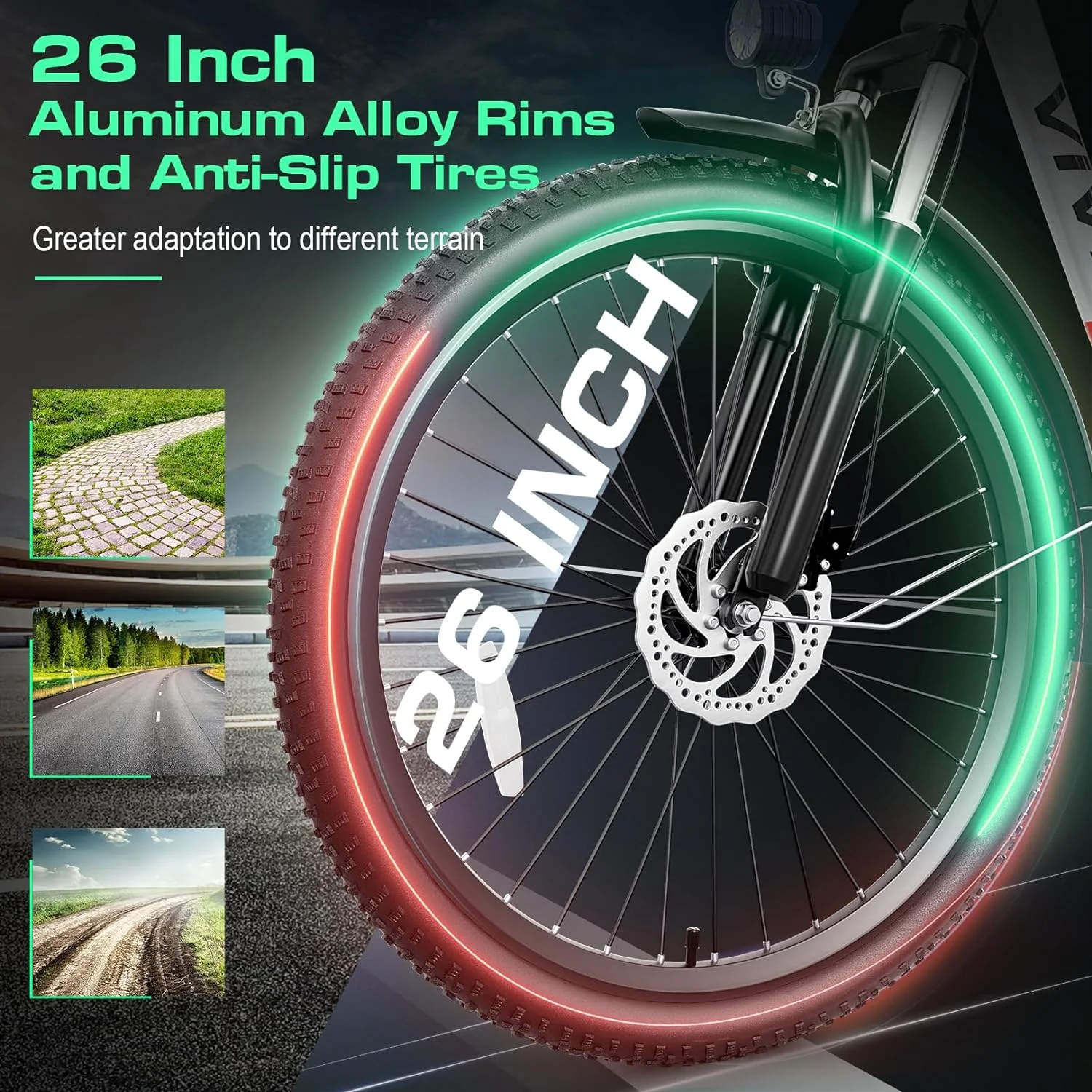 Vivi Electric Bike 26'' Electric Bike for Adults 500W Electric Bike with 48V Removable Battery, Electric Commuter Cruiser Bike 20MPH & 50 Mile City Electric Bike with Cruise Control - Womvr