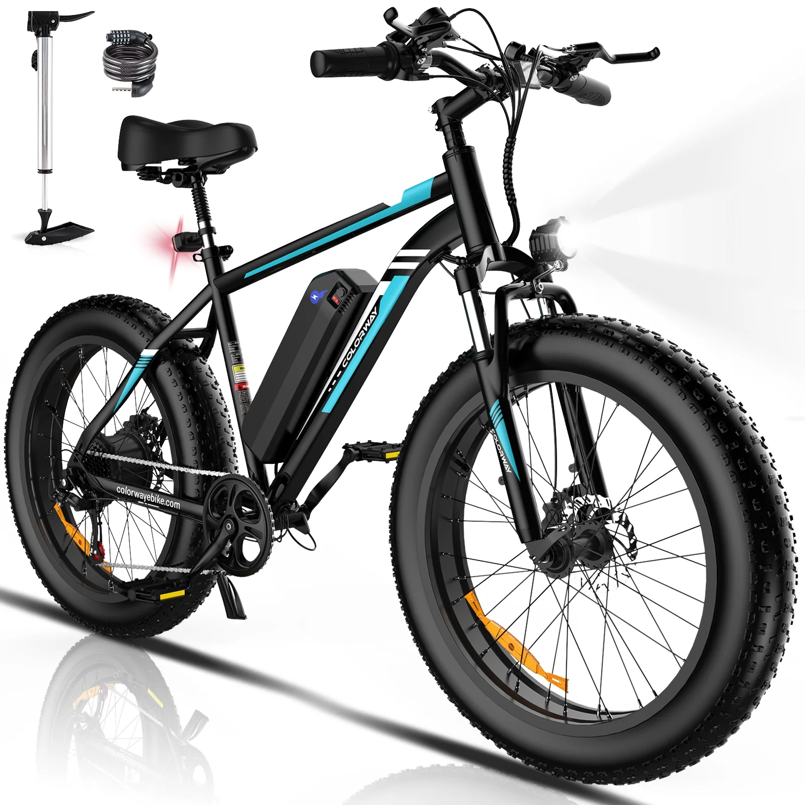 COLORWAY 26*4.0 Fat Tire E bike, 750W Electric Bicycles 15AH 48V Mountain Electric Bike for adult - Womvr