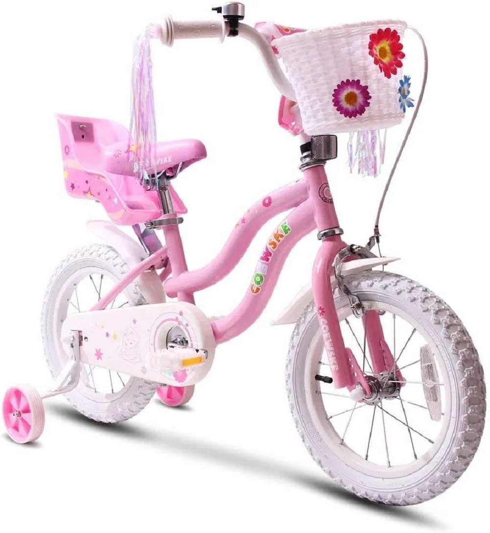 Coewske Princess Kids Bike 14 inch Boys Girls Bicycle with Training Wheels, Pink - Womvr