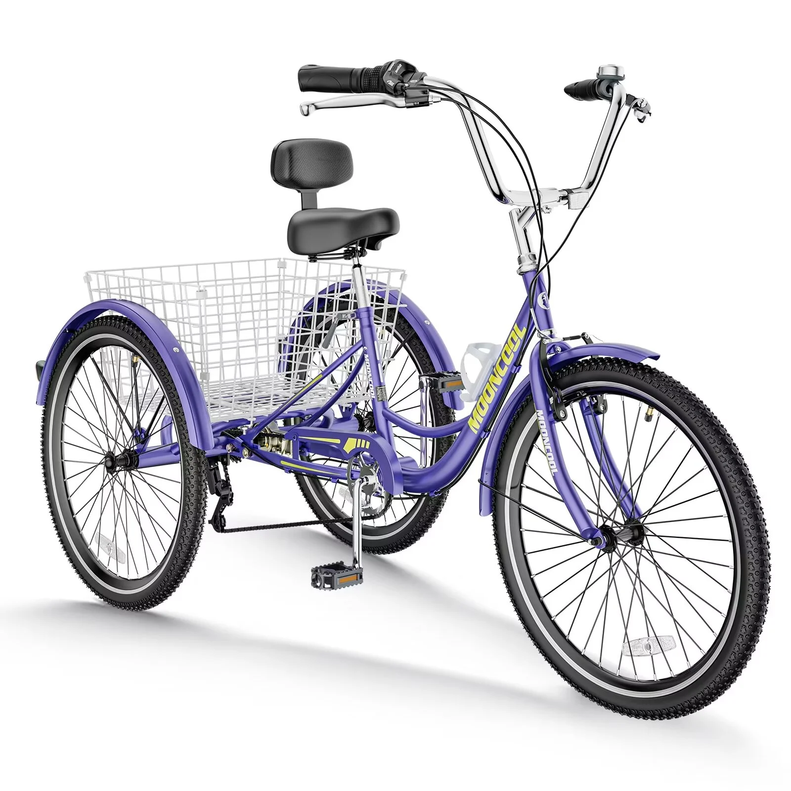 MOPHOTO 7 Speed Adult Tricycle 26 in/24in/20in, Trikes for Adults, Adult Tricycle with Basket & Dual Braking System, Adult Trikes for Women, Men, 3 Wheeled Bicycle for Shopping, Picnics Exercise - Womvr