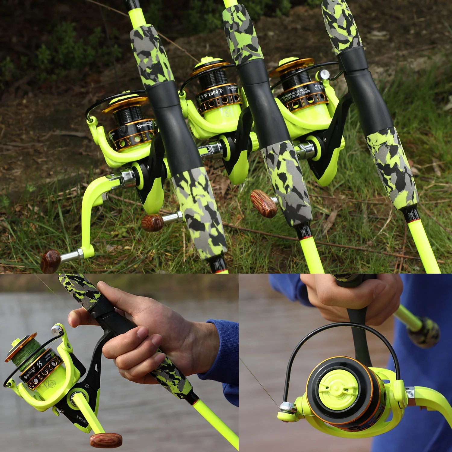 Sougayilang 5.0:1 Spinning Fishing Reel Wooden Handle 1000-3000 Series Fishing Tackle - Womvr