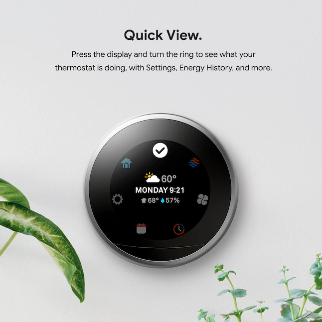 Google Nest Learning Smart Thermostat with WiFi Compatibility (3rd Generation) - Stainless Steel - Womvr