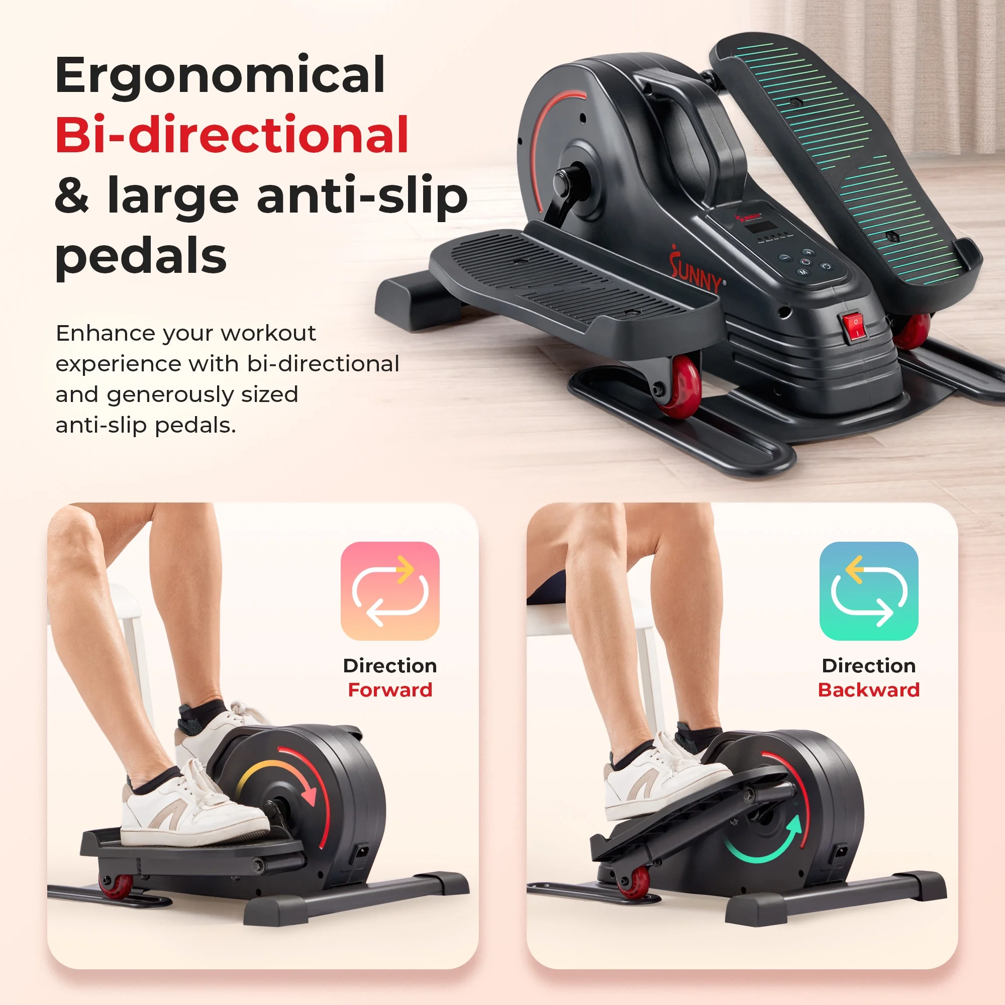 Sunny Health & Fitness Magnetic Under Desk Elliptical Peddler Exerciser - SF-E3872 - Womvr