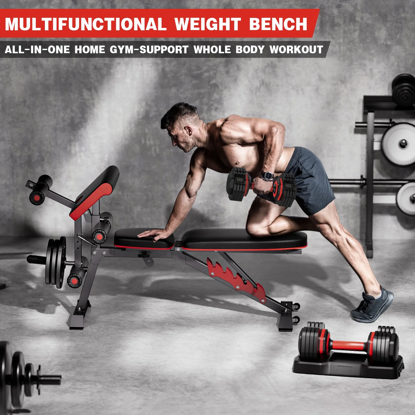 GIKPAL Weight Bench, Bench Press Set with Squat Rack and Bench for Home Gym Full-Body Workout - Womvr