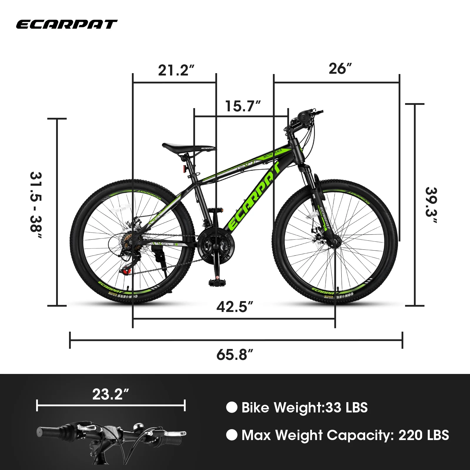 24 inch Mountain Bike for Boys Girls, Aluminum Mountain Bike with Disc Brakes - Womvr