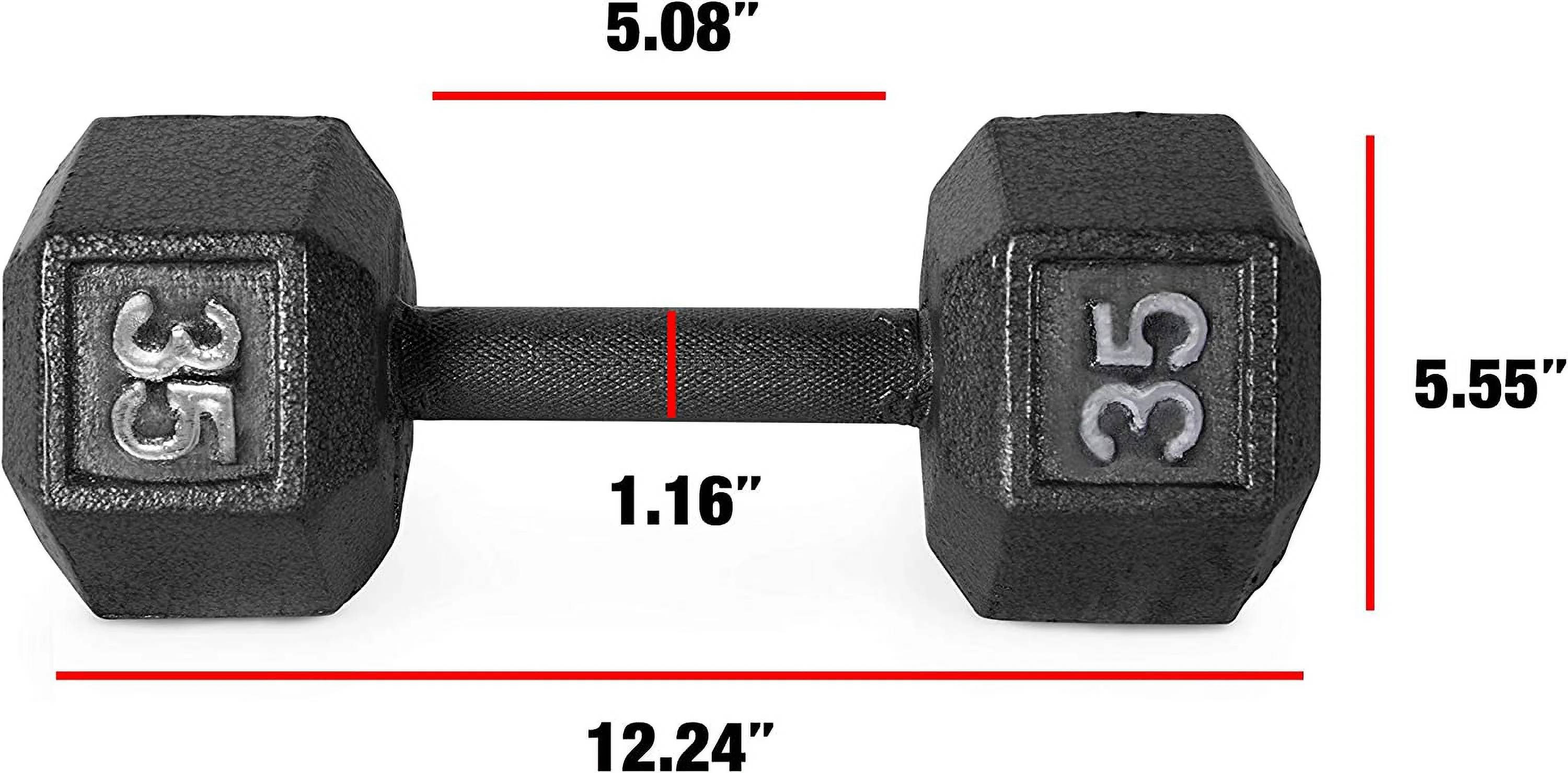CAP CAST IRON HEX DUMBBELL, BLACK, Single - Womvr