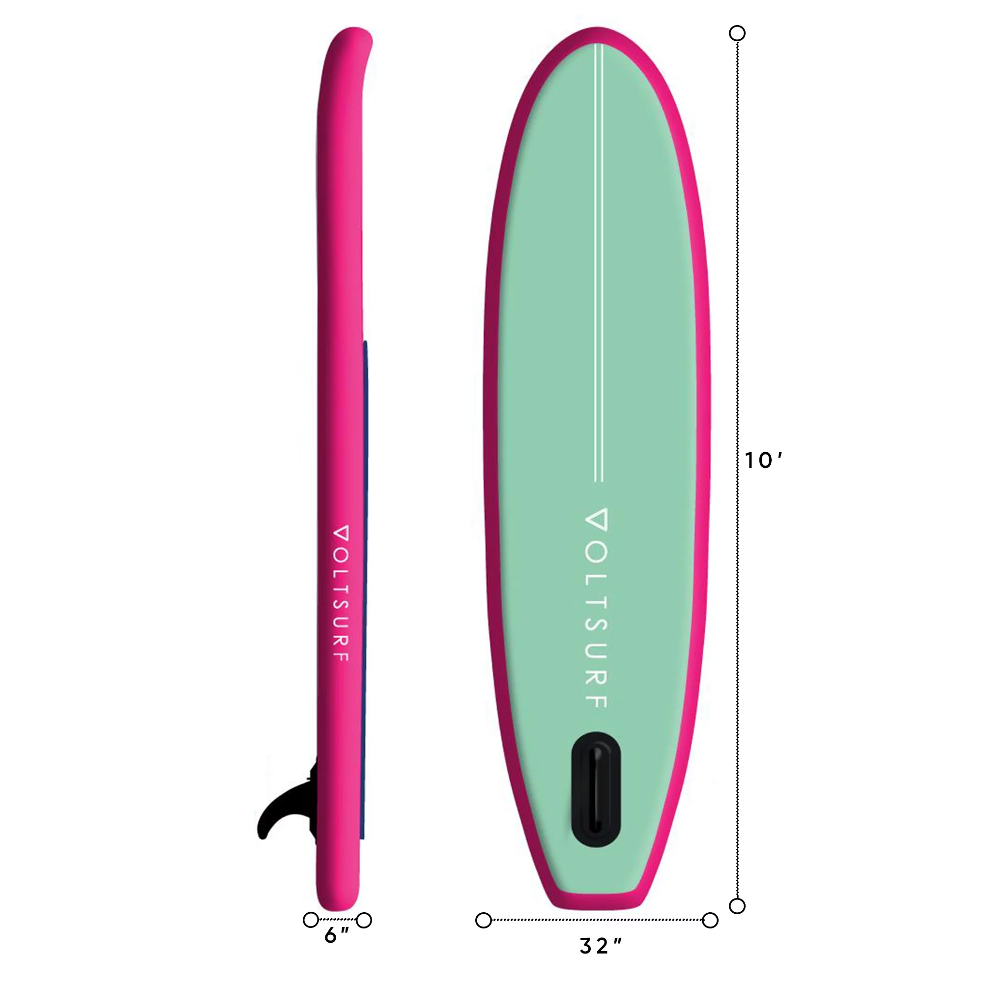 VoltSurf 10' Class Act Inflatable Stand Up Paddle Board Kit, Pink Rail - Womvr