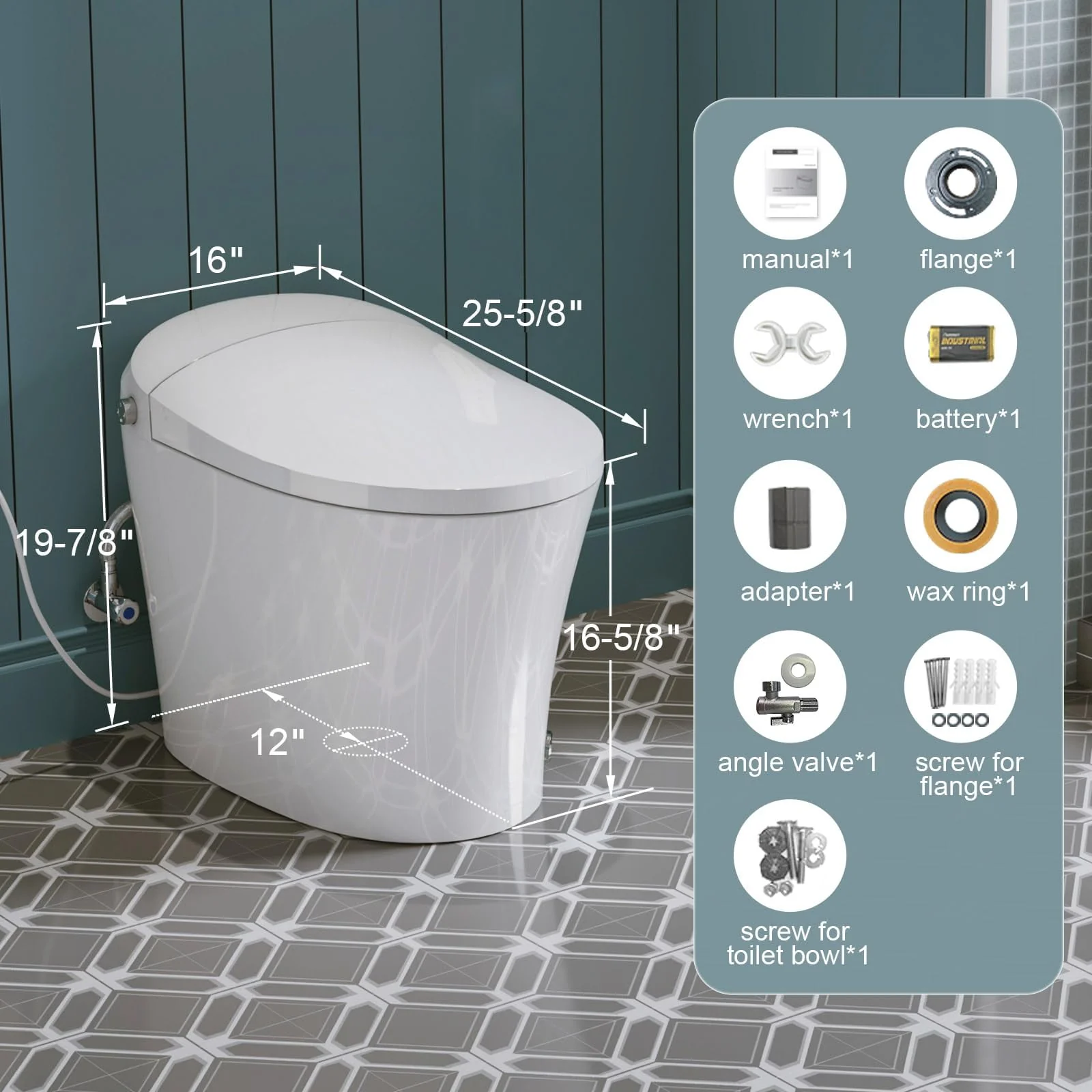 Horow Smart Toilet with Heated Seat, Automatic Power Flush Tankless,Ceramic One Piece Toilets for Bathroom - Womvr