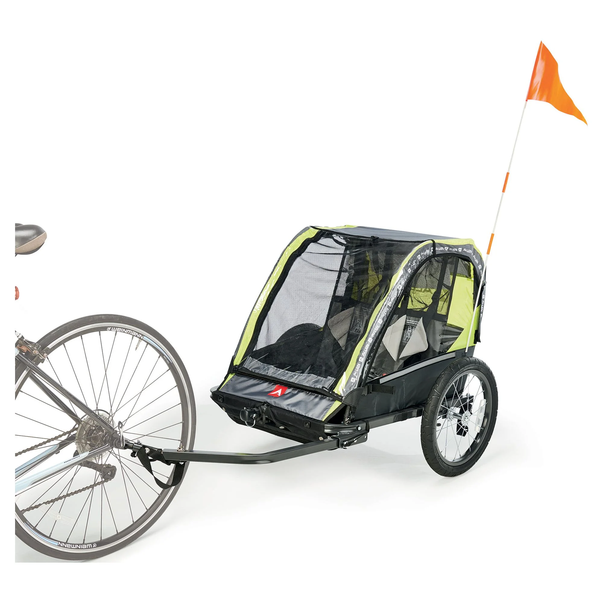 Allen Sports Deluxe 2-Child Bicycle Trailer & Stroller, max capacity 100 lbs, Model AS2, Green - Womvr