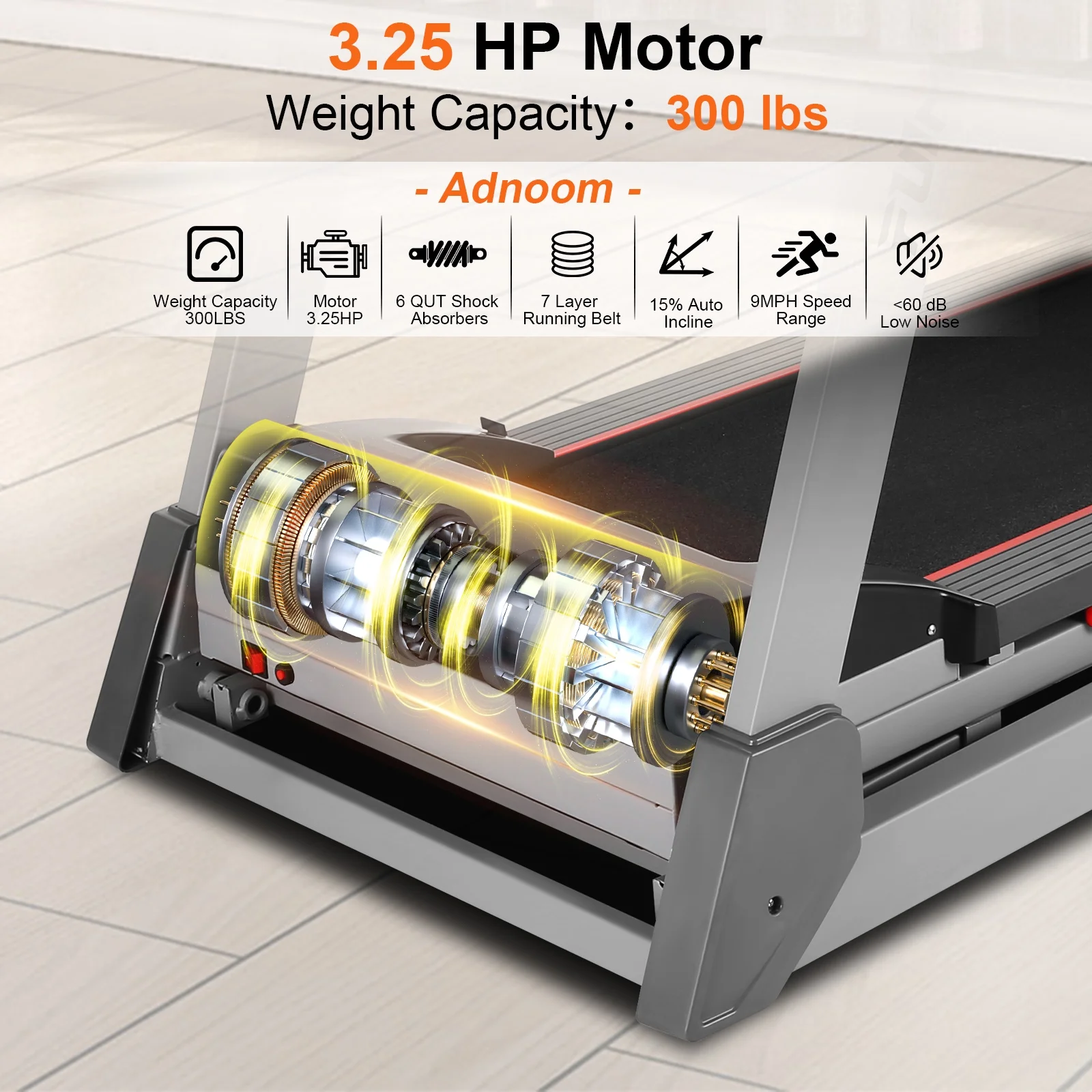 Tikmboex 3HP Incline Treadmill with 15 Level Auto Incline Smart App Control for Home Gym Cardio Running, 300lbs Weight Capacity - Womvr