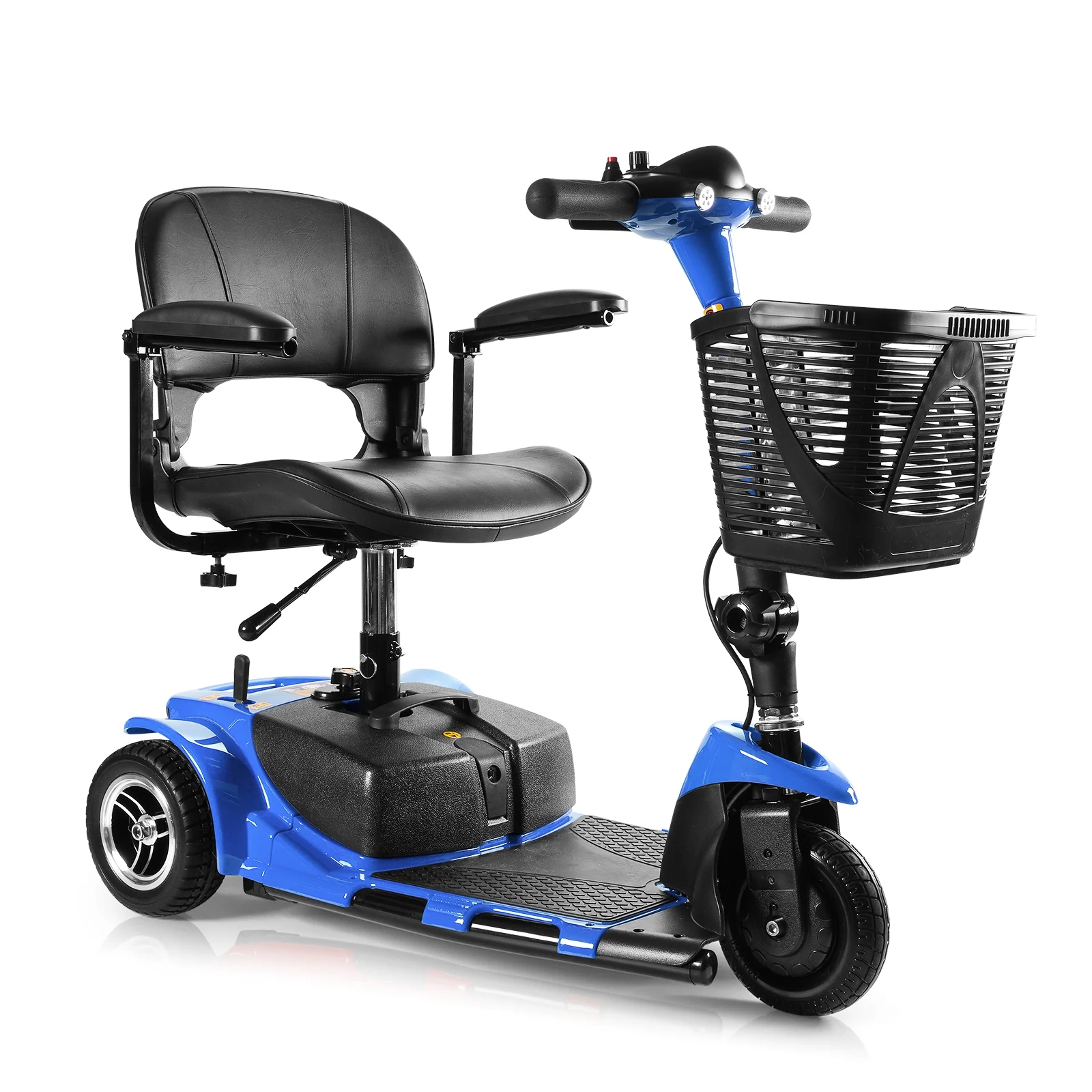 TEKAMON 4 Wheels Mobility Scooter - Portable Folding Power Electric Mobility Scooters for Seniors, Adults, Handicapped, Elderly - Range Extended Battery,Blue - Womvr