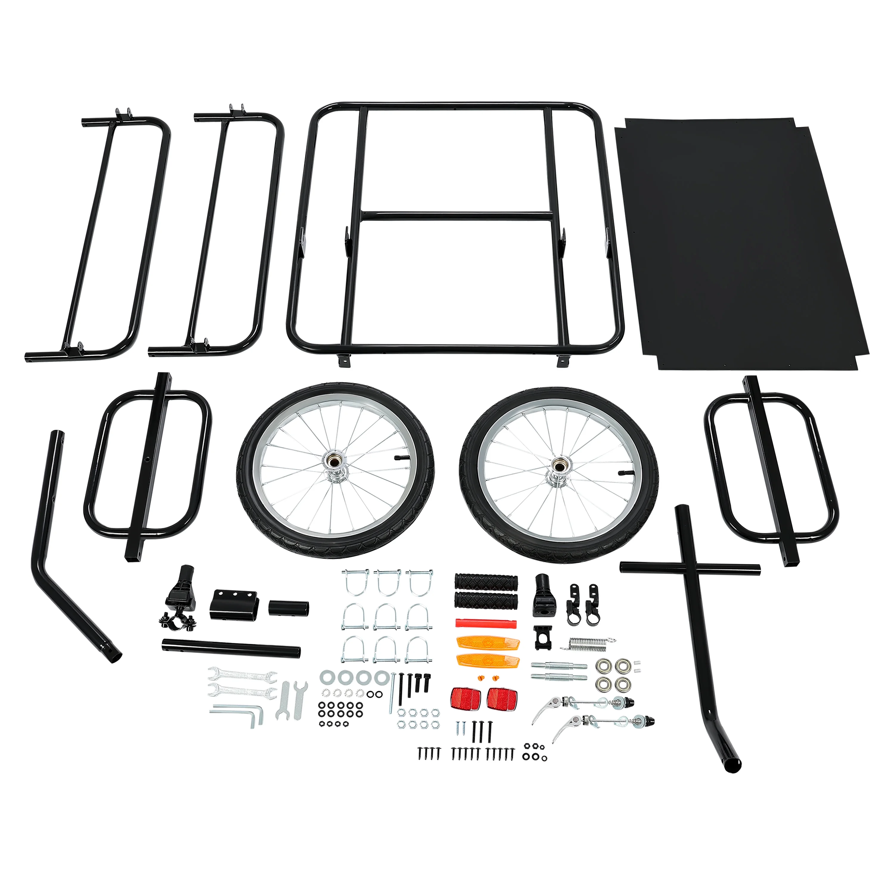 KOJEM Foldable Bike Cargo Trailer Bicycle Cargo Storage Cart 16'' Wheels Luggage Trailer with Hitch Bike Cart - Womvr