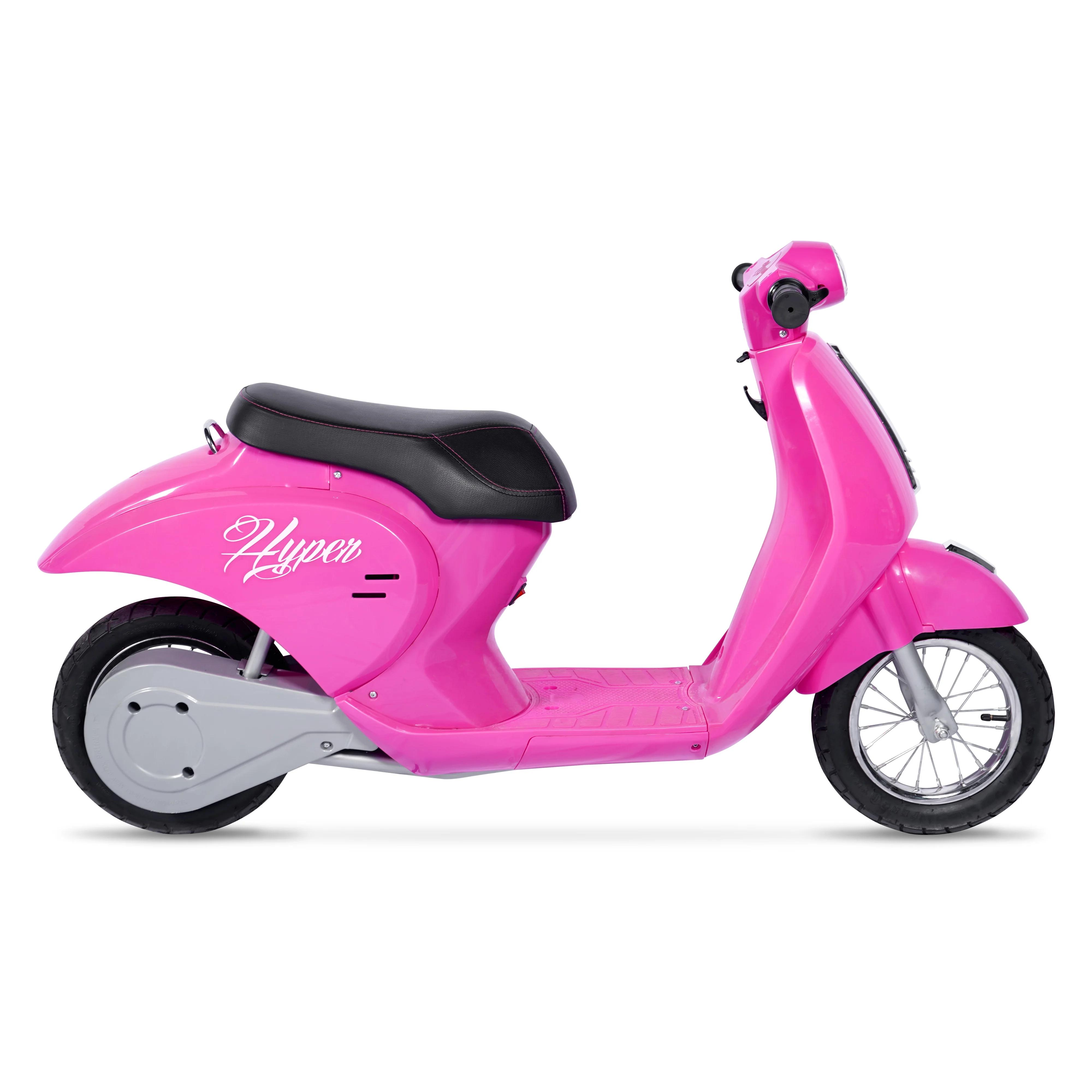 24 Volt Hyper Toys Retro Scooter, Silver, Battery Powered Electric Scooter with Easy Twist Throttle - Womvr