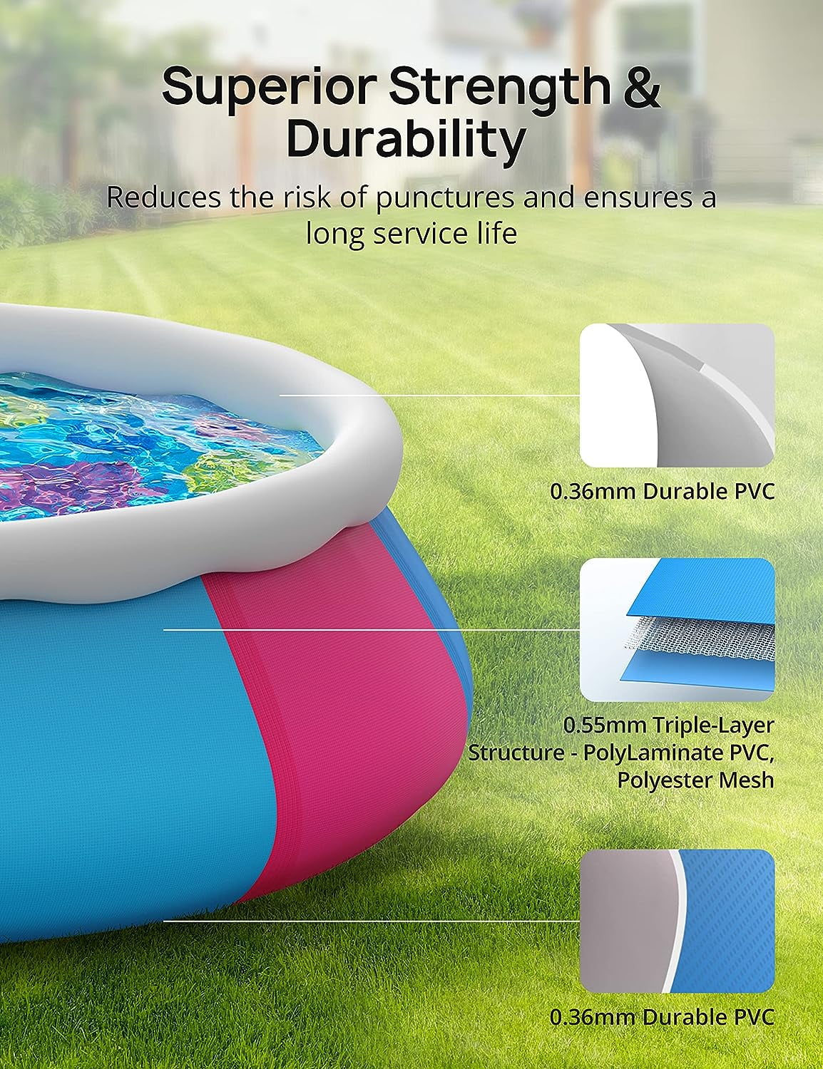 EVAJOY 10ft �� 30in Easy Set Inflatable Swimming Pool with Pool Cover - Perfect Above Ground Pool for Family Fun in Your Backyard Garden - Womvr