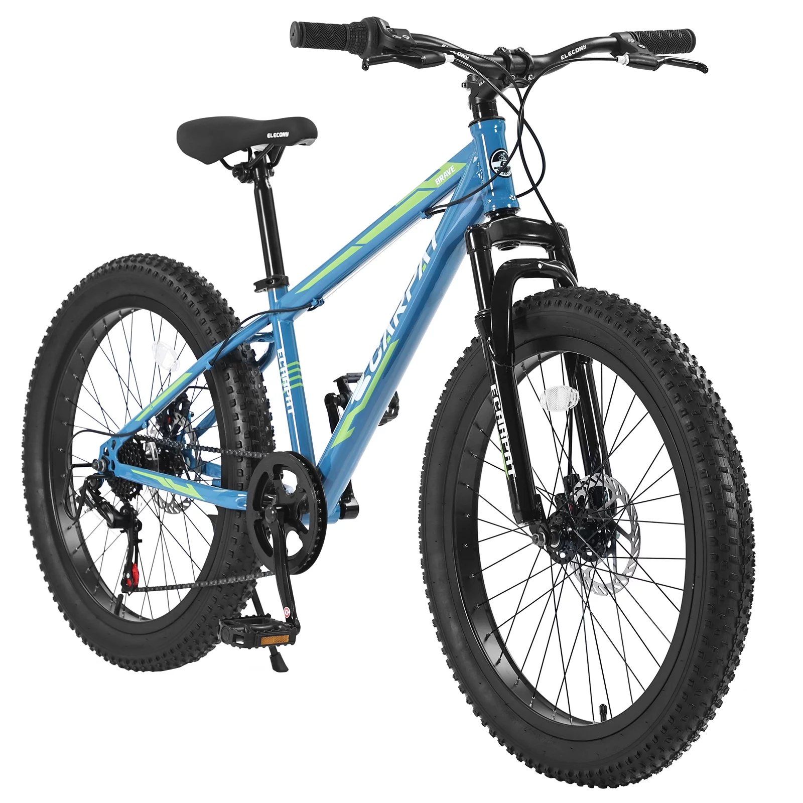 CIYOYO 24 inch Fat Tire Mountain Bike, Shimano 7 Speeds Bike for Adult, Dual Disc Brake,Orange - Womvr