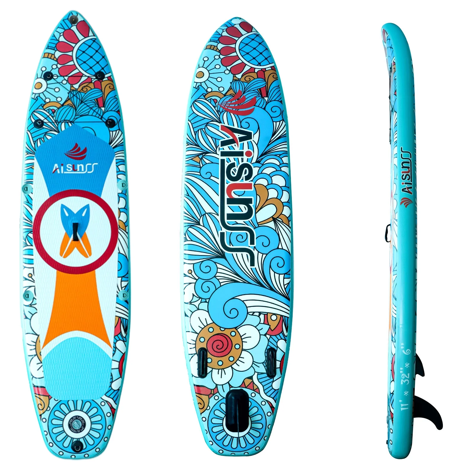 AISUNSS Inflatable Paddle Board Stand up Paddle Board SUP .Accessories Include Non-Slip mat, safety Leash, Waterproof Phone Bag, Double Action Pump, Adjustable Aluminum Paddle - Womvr