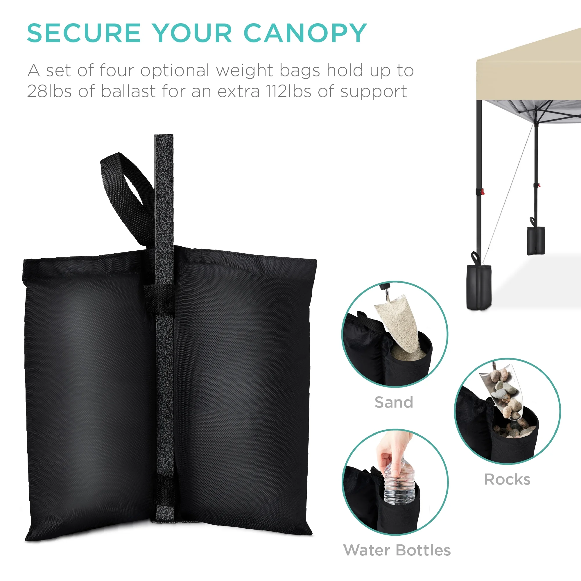 Best Choice Products 10x10ft Easy Setup Pop Up Canopy w/ 1-Button Setup, Wheeled Case, 4 Weight Bags - Cerulean - Womvr