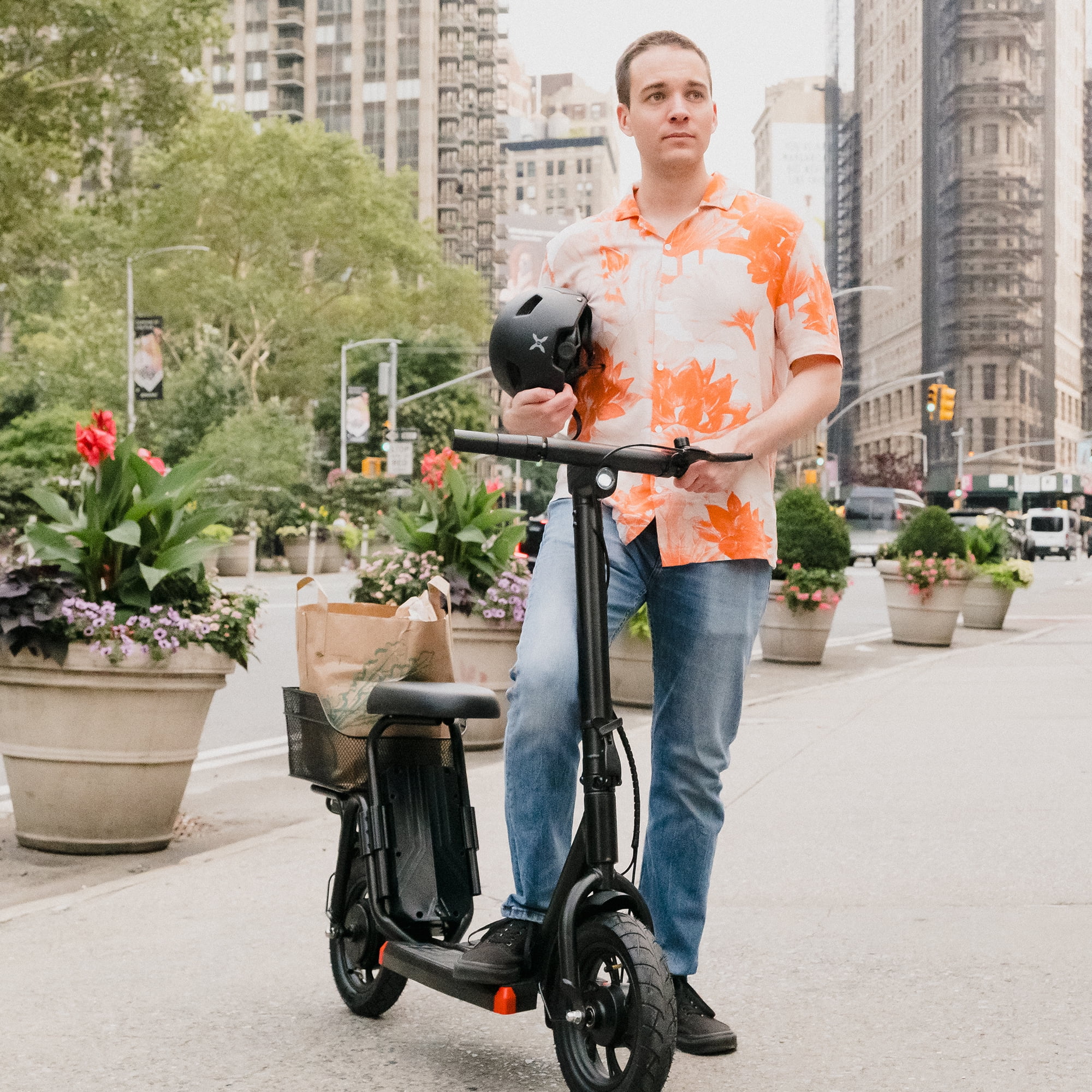 Hover-1 Alpha Cargo Electric Scooter for Teens, 16 mph Max Speed, UL 2272 Certified, Black - Womvr