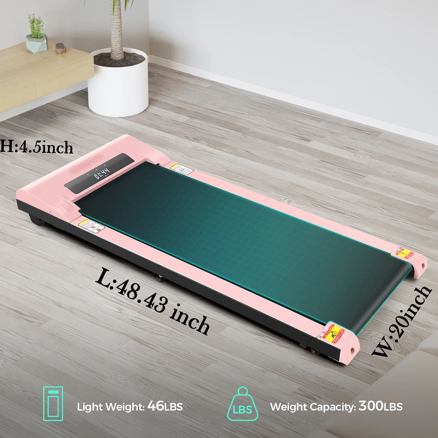 Adnoom Walking Pad Treadmill Under Desk Treadmills for Home,Smart App Remote Control 2.5HP Electric Jogging Running Machine with LED Display - Womvr