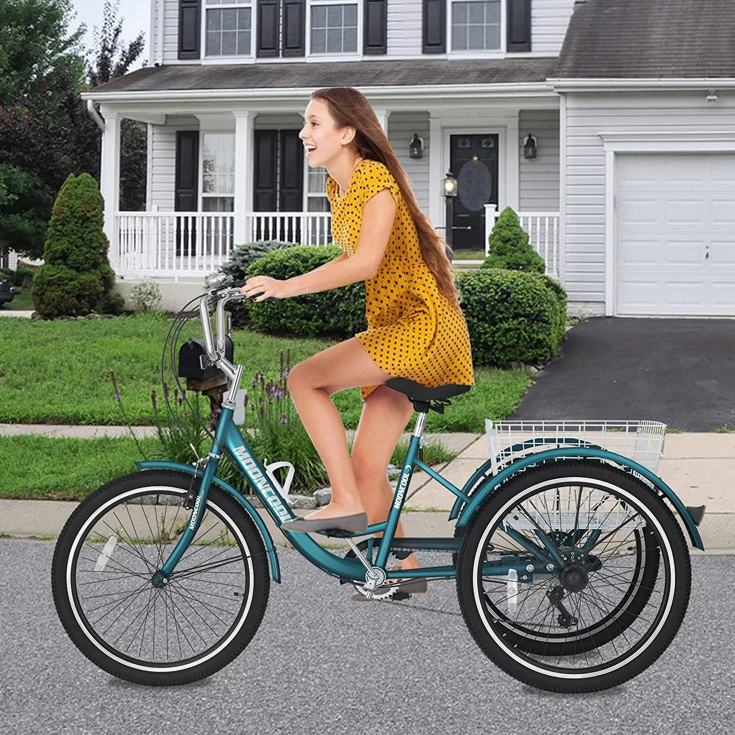 Docred Adult Tricycle 7 Speed 24 Inch Three Wheel Bike Cruiser Trike for Men/Women/Seniors - Womvr