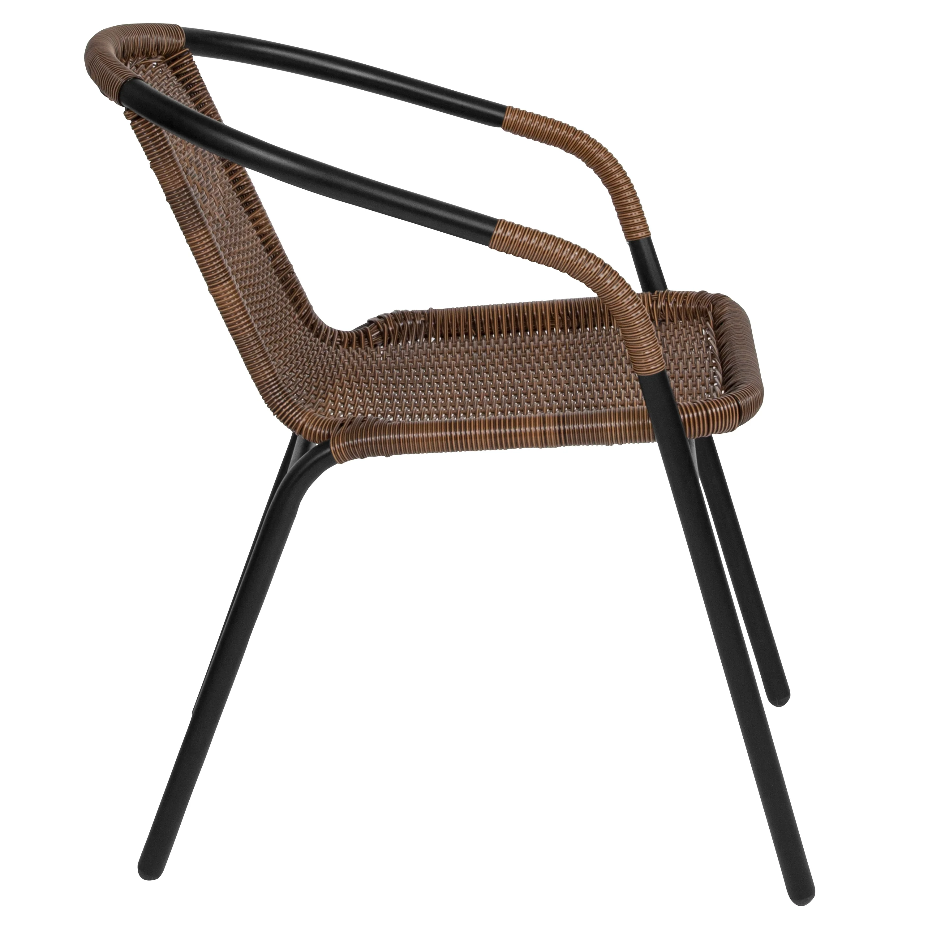 Emma + Oliver 2 Pack Gray Rattan Indoor-Outdoor Restaurant Stack Chair with Curved Back - Womvr