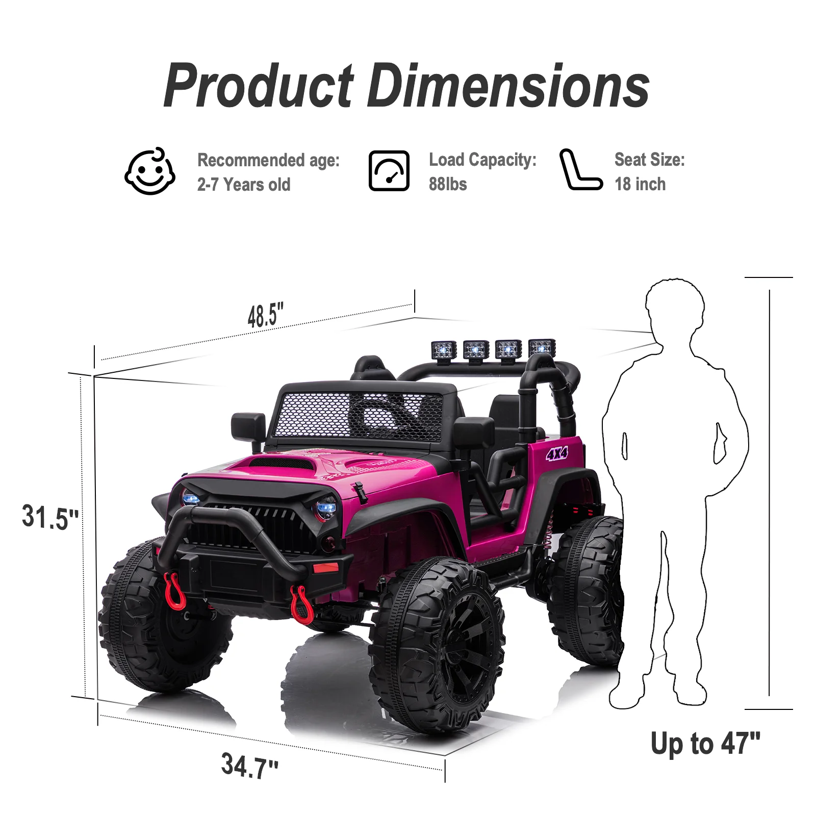 Outfunny 24V Ride on Toy Truck for Big Kids with Remote, 2-Seater, 400W Motor - Purple - Womvr