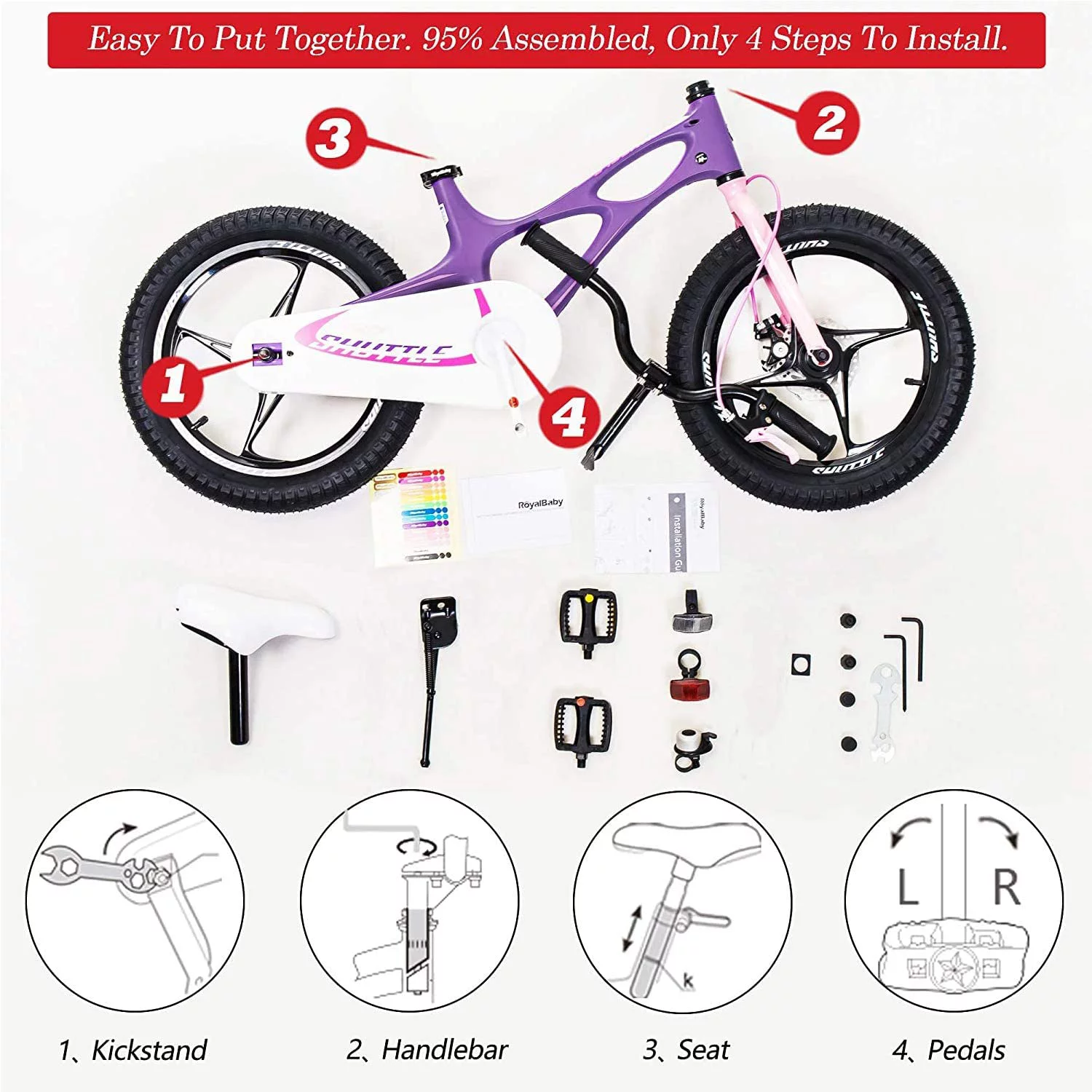 RoyalBaby 18 inch Magnesium Space Shuttle Kid's Bike, White - Womvr