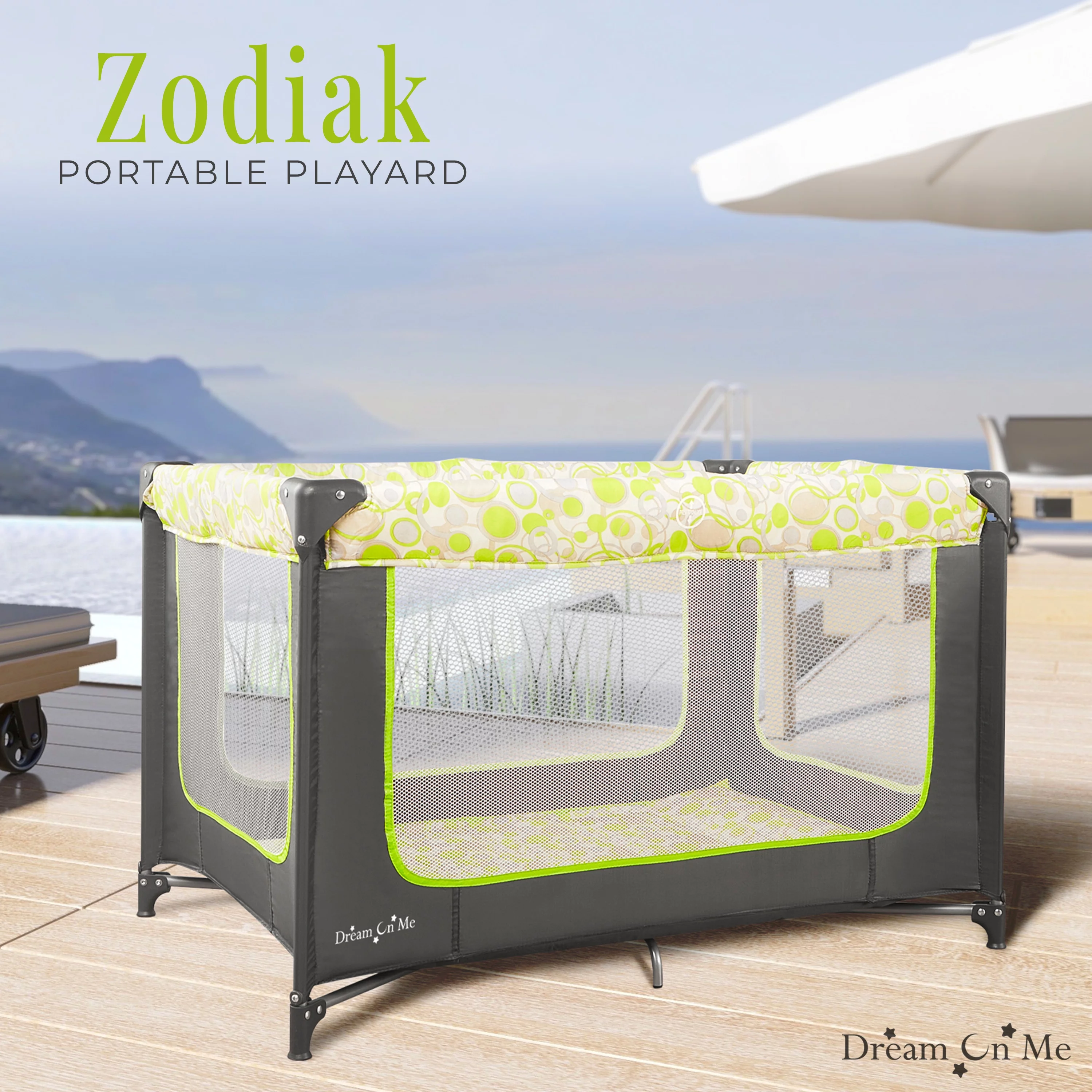 Dream On Me Zodiak Portable Playard with Carry Bag & Shoulder Strap, Navy - Womvr