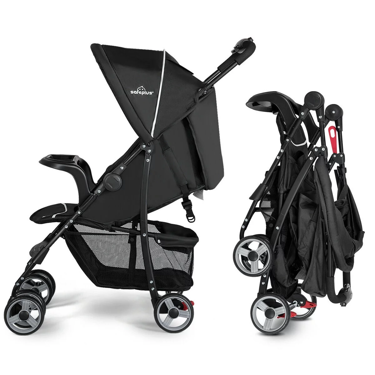 Costway Foldable Lightweight Baby Stroller Kids Travel Pushchair 5-Point Safety System Coffee - Womvr