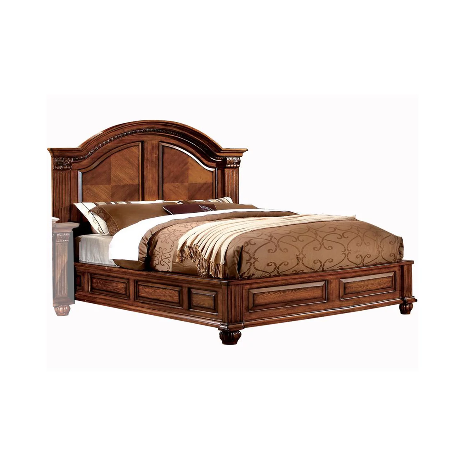 Camelback Headboard Eastern King Bed with Paneled Details Brown - Womvr