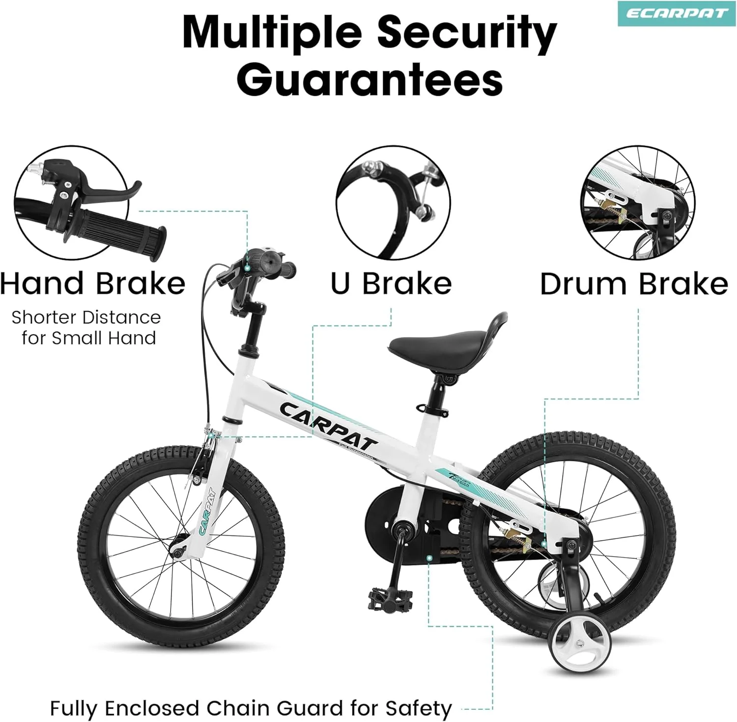 14 Inch Boys Bike with Training Wheels, Kids Bike for Boys, Black - Womvr