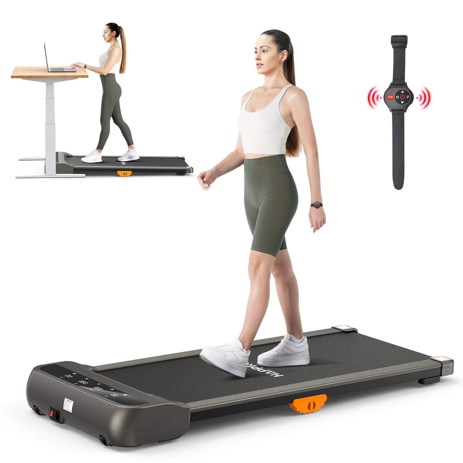 HAPPRUN Walking Pad 300lb, 40*16 Walking Area 2.5HP Under Desk Treadmill for Home Office with Remote Control - Womvr