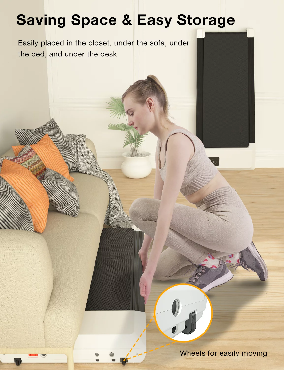 Superun 2.5Hp Walking Pad, 35.5*15.5 Walking Area 2 in 1 Under Desk Treadmill,300lb Walking Treadmill with Remote Control and LED Display, Quiet, Compact & Small Treadmill for Home & Office (White) - Womvr