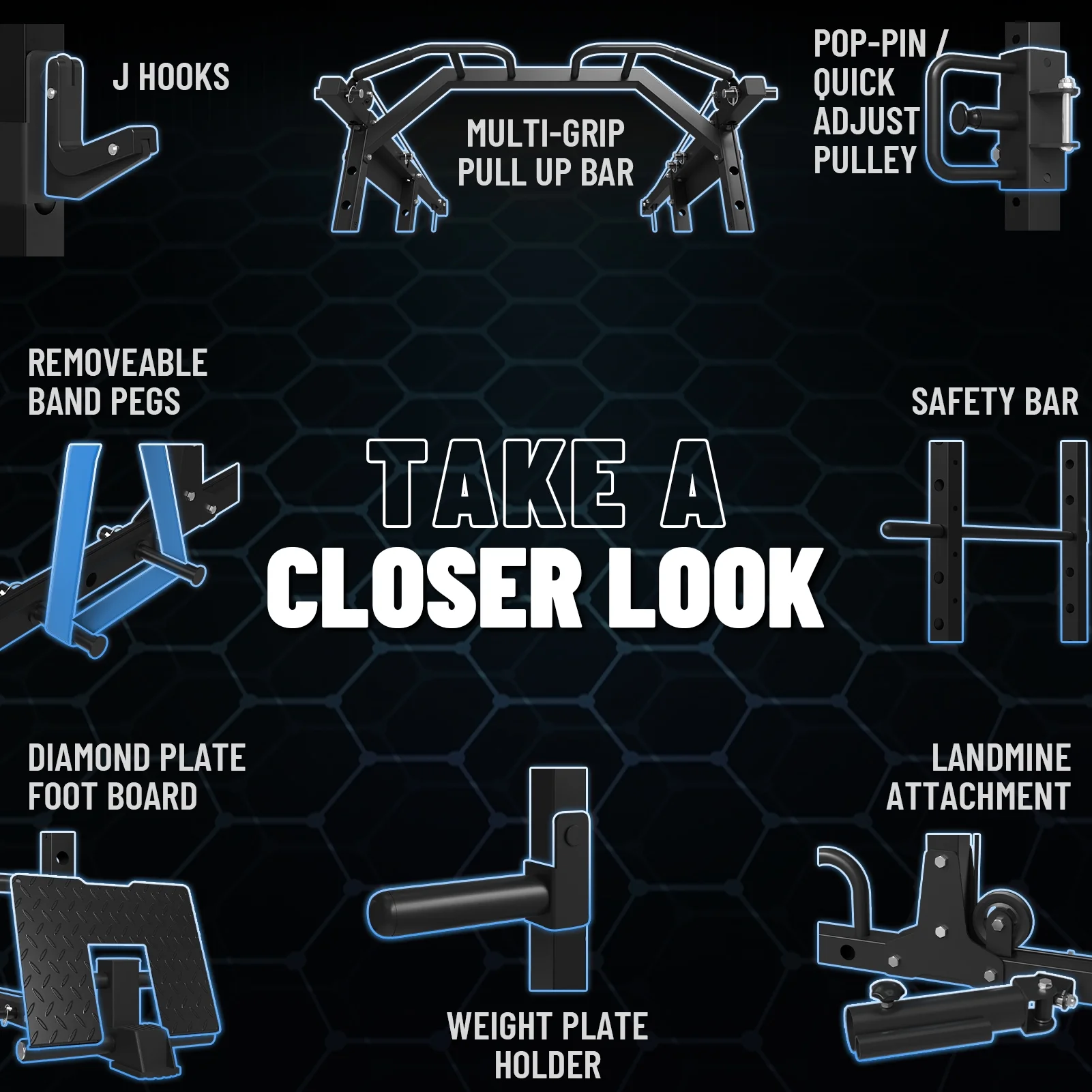 Mikolo Power Rack Cage, 1500 lbs Weight Rack with Cable Crossover Machine,Multi-Function Squat Rack with J Hooks,Dip Bars and Landmine for Home Gym (Red), Plate Loaded Machine - Womvr